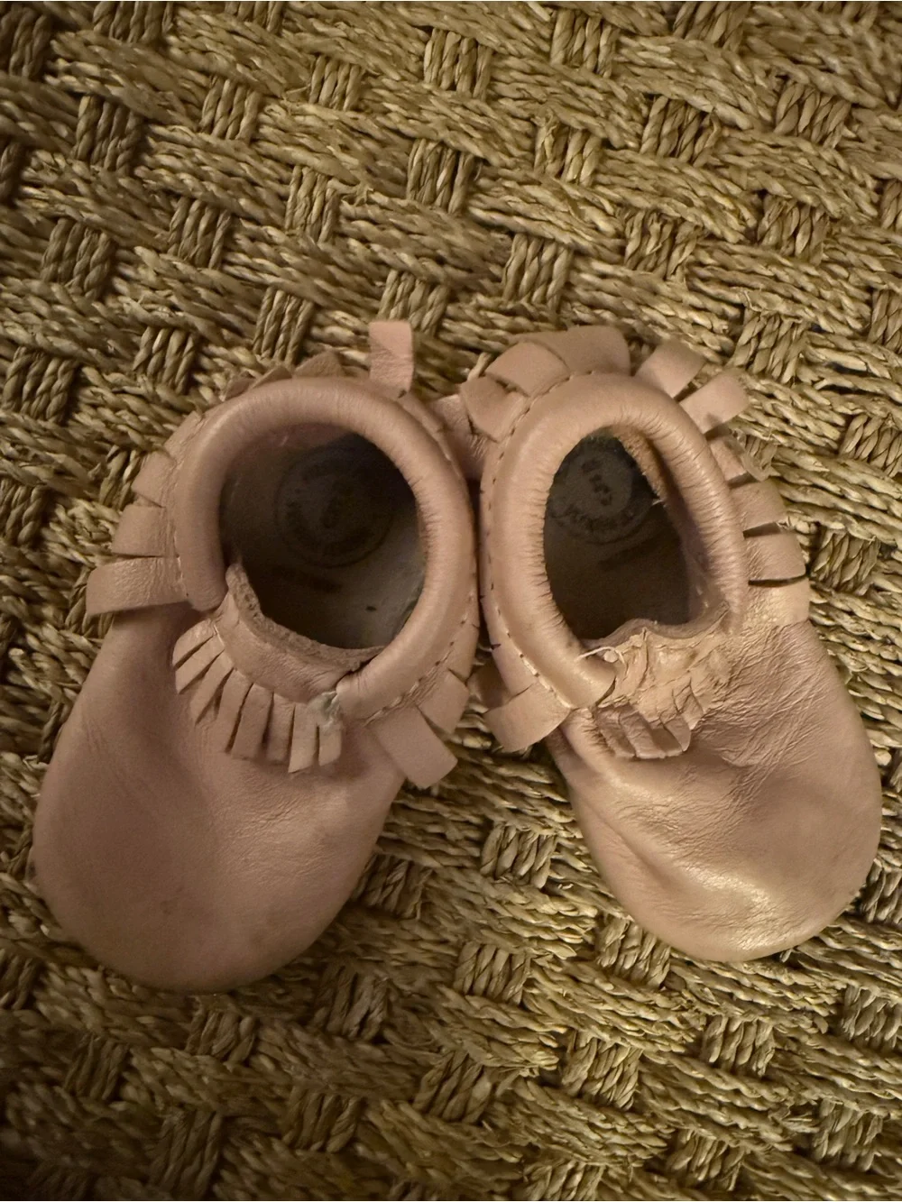 Freshly Picked Blush Pink Fringe Baby Moccasins
